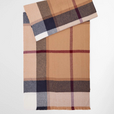 Brown and red tartan scarf
